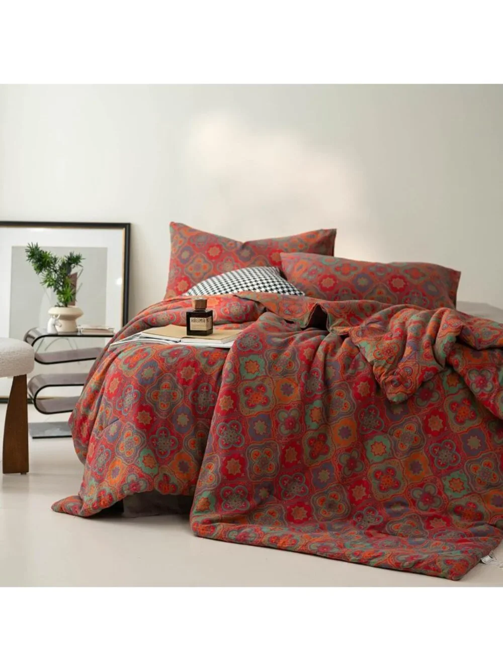 Soft Lightweight 100% Cotton Muslin Comforter Set, Rustic Floral Print